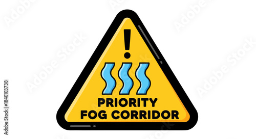 Warning Sign Indicating Mandatory Fog Corridor Presence During Inclement Weather Conditions
