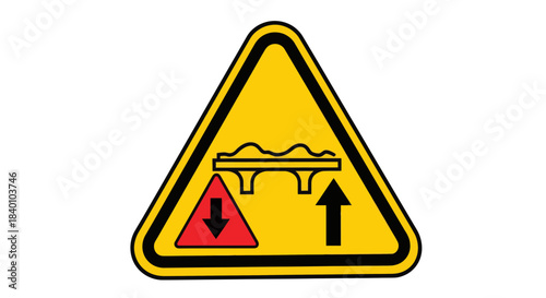 Warning Sign Indicating Low Clearance Ahead And Potential Road Hazards During Transport