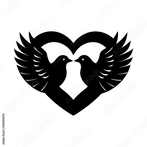 Cute Heart-Shaped Birds Vector for Valentine Theme.