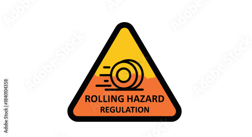 Warning Sign Indicating Potential Rolling Hazard: Safety Regulation Compliance and Awareness