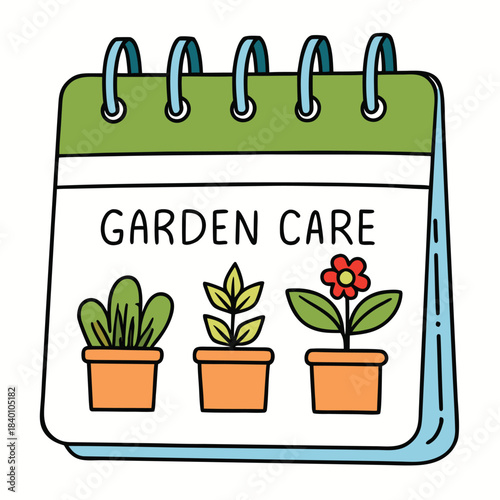 Cute Doodle Calendar Symbolizing Garden Care, Plant Growth, and Horticultural Planning
