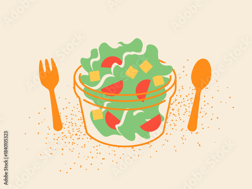 Illustration of a cup salad
