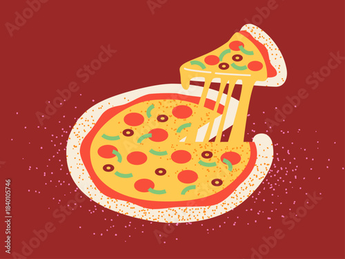 Stretchy cheese looks delicious on this slice of pizza