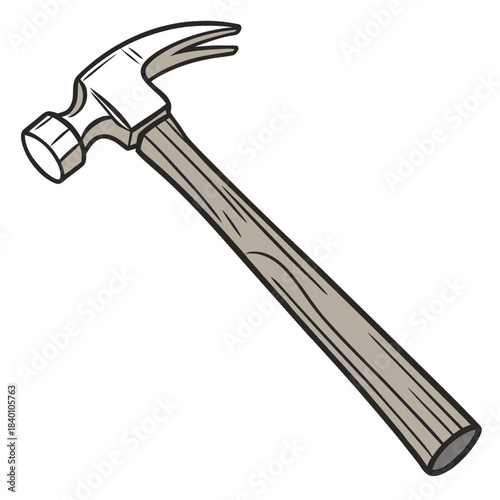 Classic Hand Tool Claw Hammer Isolated on Pure White Background for Construction and DIY Projects