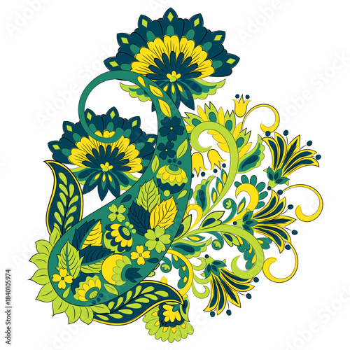 Paisley isolated. Card with paisley isolated for design. Floral vector pattern. Embroidery floral vector pattern.