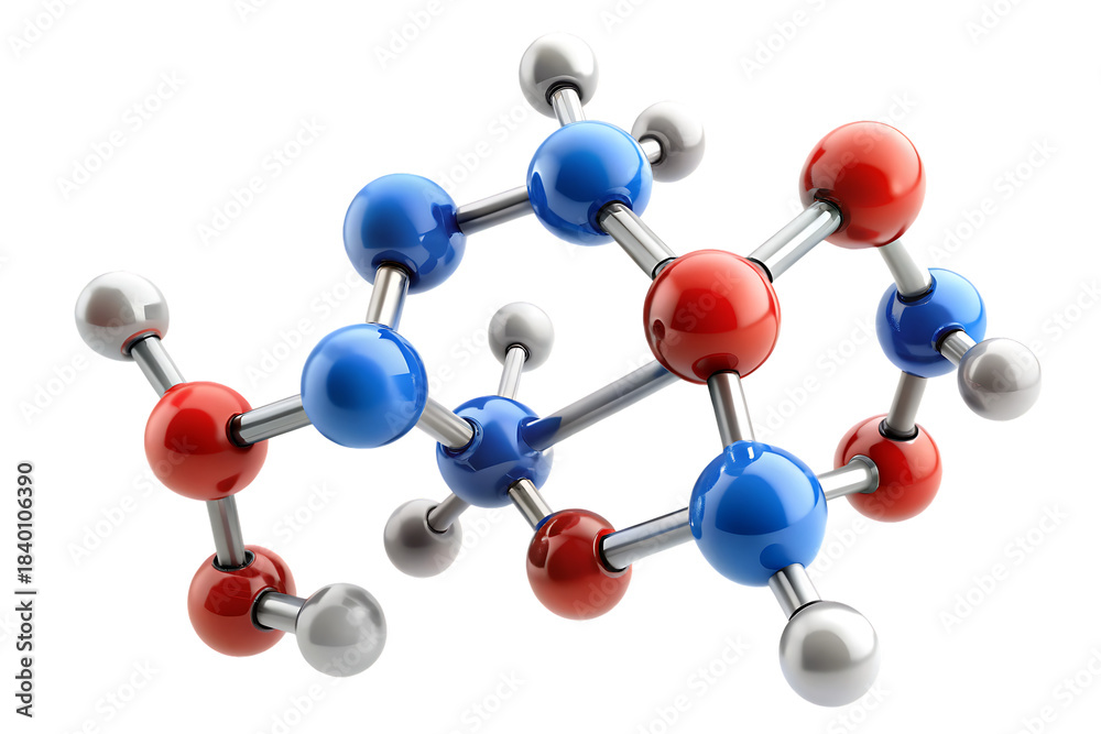 Obraz premium rendered illustration of a molecule isolated on white background, PNG. AI Generated