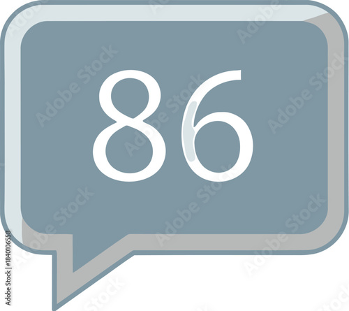 Digital communication message with number eighty-six