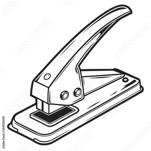 Essential Office Stationery Manual Hole Puncher for Organizing Paper Documents and Files, Isolated Vector