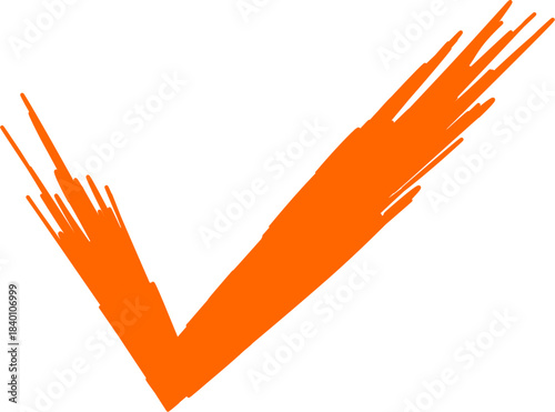 Hand-drawn orange checkmark with a textured, brushstroke appearance on a clean white background.