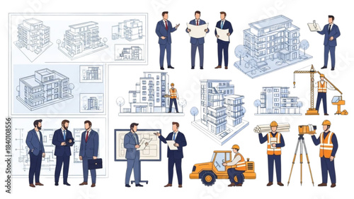 Architectural and Construction Industry Vector Set for Development Projects