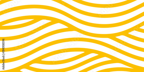 Abstract yellow instant noodle, pasta and spaghetti texture with geometric wavy lines. Ramen, pasta vector pattern. with a modern concept style