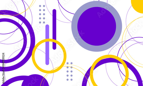 blue yellow multi circles shapes funny pattern style on white abstract background