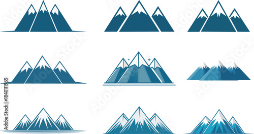 Mountain Peak Snow Landscape Logo Set
