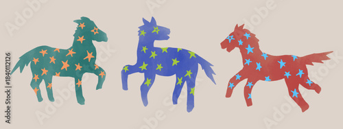 abstract doodle horse riso vintage handrawn