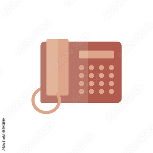 Flat-style desk phone icon representing a traditional office telephone. Perfect for business communication, customer support, call centers, helpdesk services, corporate workflow, and apps.