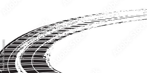 Black tire marks pattern isolated on white background with clipping path, burnt and burst tire texture for graphic design. modern, vector.