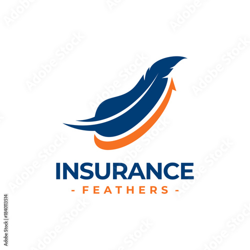 Insurance Feather logo design template. Icon concept of insurance plans and support for families and individuals.
