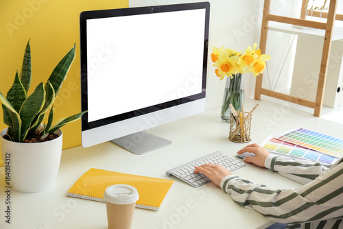 Woman working with modern P...