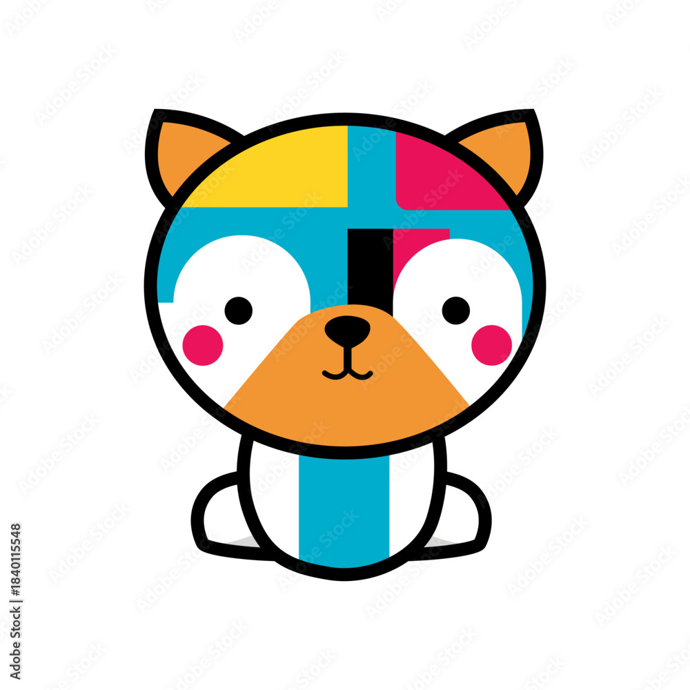 Fototapeta premium Colorful Flat Dog Vector Artwork Featuring Adorable Pet in Minimalist Style