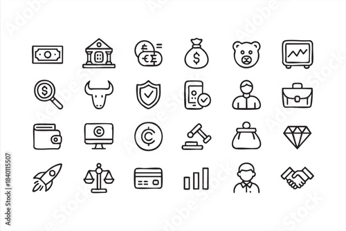 Investment and Wealth Management Icons for Market Tools, Portfolio Screens and Finance Apps