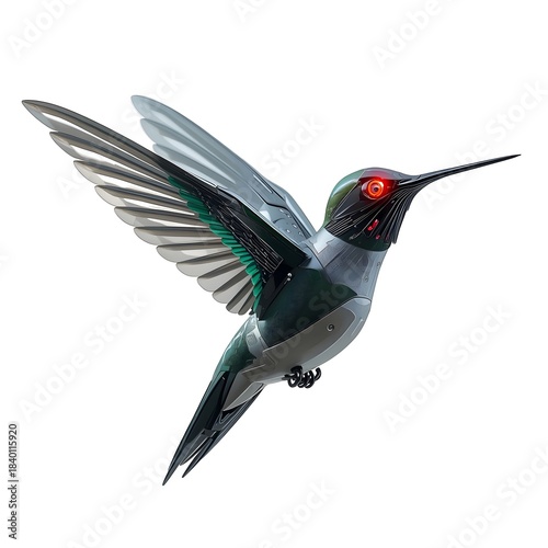 Futuristic Robotic Hummingbird in Flight