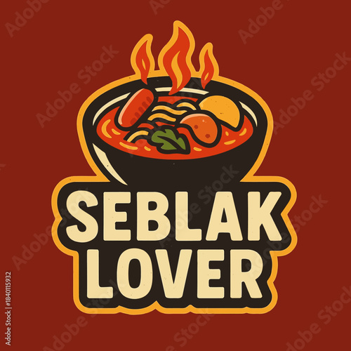 Traditional food from Bandung, Indonesia (Seblak). This dish contains noodles, wet crackers, and spicy gravy, as well as meatballs.