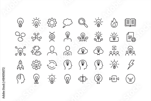 Idea Generation and Brainstorming Icons for Productivity Tools, Innovation Platforms and Design Interfaces