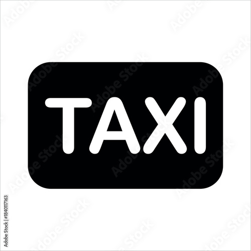 An illustration of a black taxi service icon on a white background