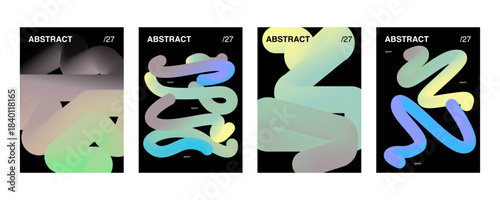 Color Gradient Swirl Lines. Curve Linear Shape Pattern. Vector Abstract Backgrounds with Doodle.	
