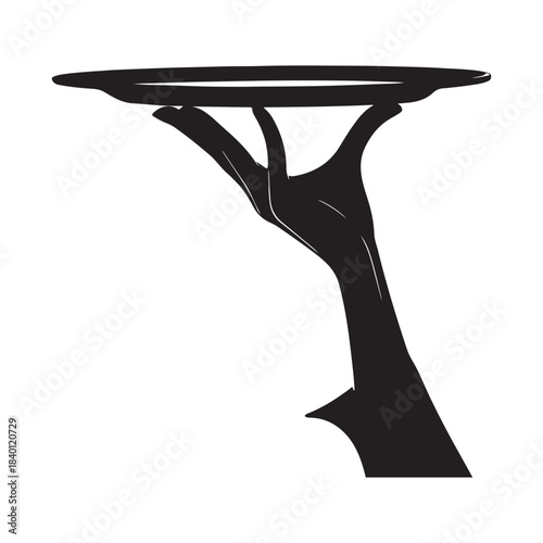 Hand Holding Serving Tray Vector Silhouette Logo