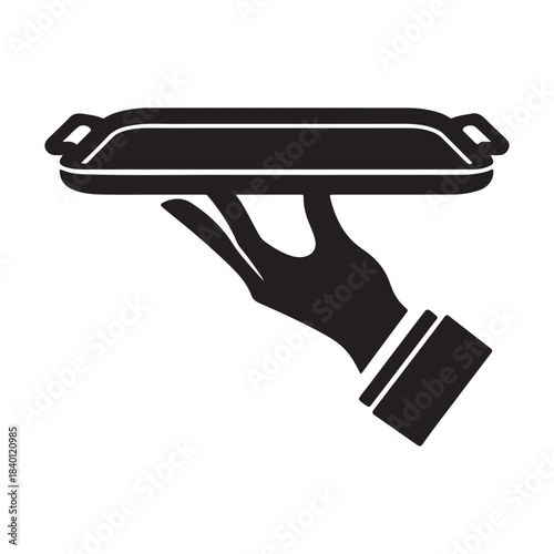 Hand Holding Serving Tray Vector Silhouette Logo