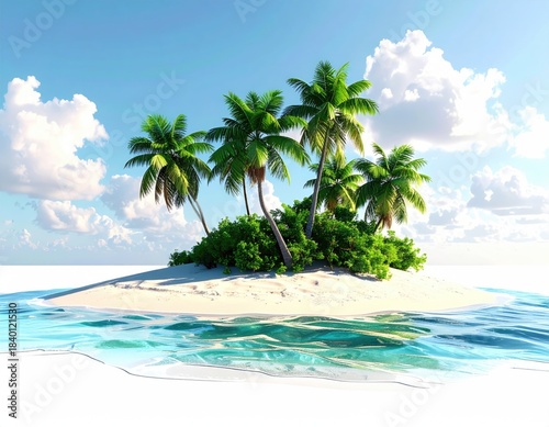 Island paradise palms, white sand, turquoise water