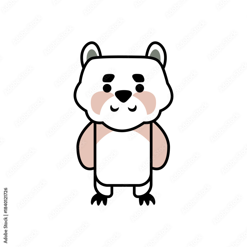 Naklejka premium Detailed Flat Bear Illustration with Simple Geometric Shapes for Contemporary Creative Projects