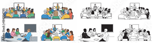 Business meeting with diverse professionals in conference room