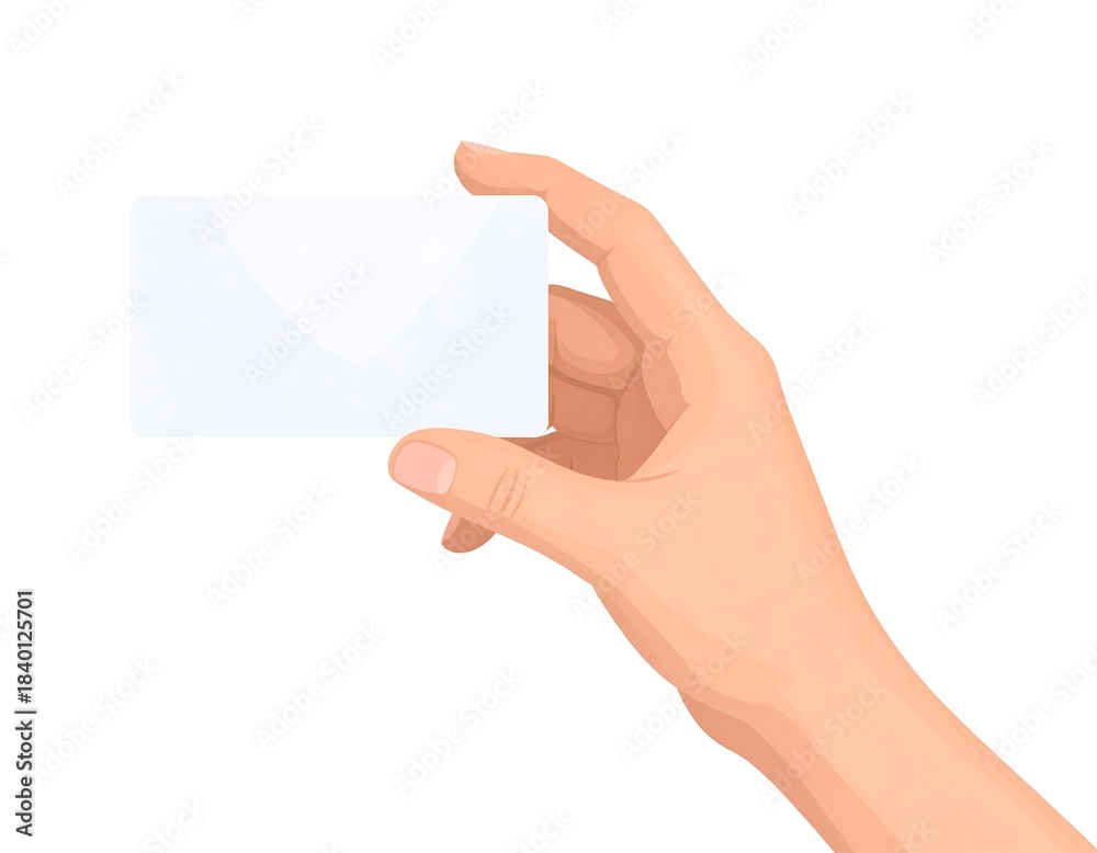 Obraz premium Hand holds a blank white card. Fingers grip. Isolated on white backdrop. Ready for your message or promotion