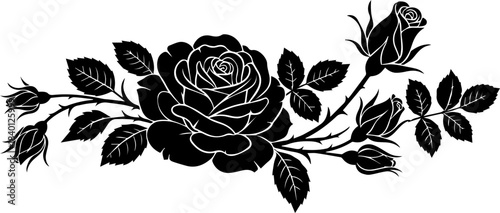 Elegant rose design, perfect for timeless invitations, tattoos, or decorative accents, a simple and striking graphic with clean lines and vintage charm