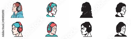 People listening to music with transparent background