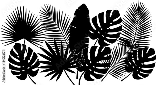 Stunning collection of bold tropical leaf silhouettes perfect for modern nature designs and vibrant summer projects