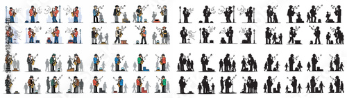 Musician performing with saxophone set collection