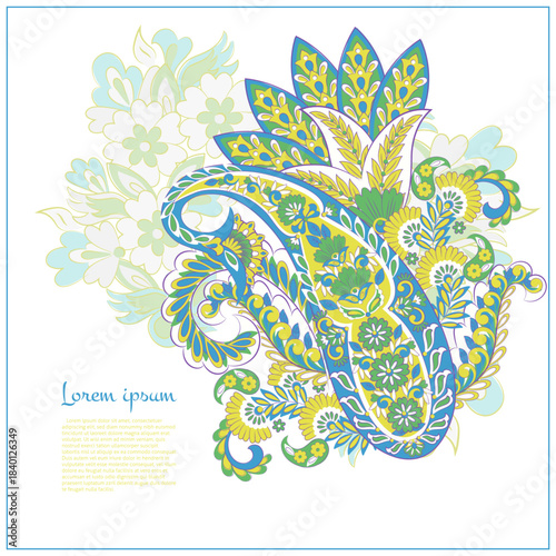 Paisley vector isolated pattern. Floral Vintage illustration