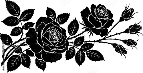 Elegant floral arrangement of roses with detailed leaves for romantic designs, invitations, and heartfelt messages conveying love and appreciation