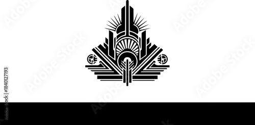 Elegant Art Deco emblem design for creative projects, architectural flair, vintage appeal, Gatsby era inspiration, stylish graphic element, sleek design