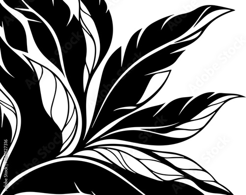 Elegant botanical design featuring intricate black leaves, perfect for adding a touch of nature to your project, timeless and versatile, from a scalable vector source