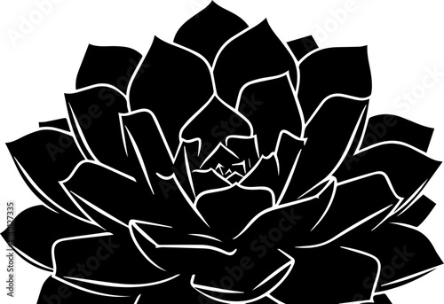 Elegant succulent silhouette in black and white ideal for logos, branding, and modern designs, a simple botanical accent with natural beauty and organic appeal