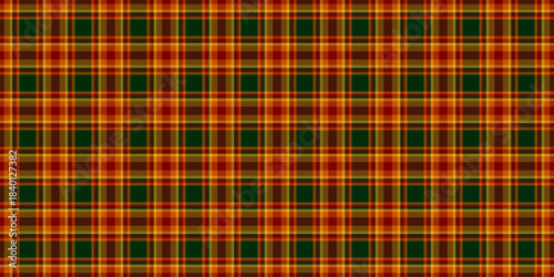 Birthday seamless plaid fabric, awesome texture check background. Curtain tartan vector pattern textile in dark and orange colors.