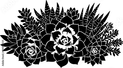 Stunning succulent arrangement perfect for modern design projects, bringing nature indoors with botanical elegance and a touch of desert charm for your brand