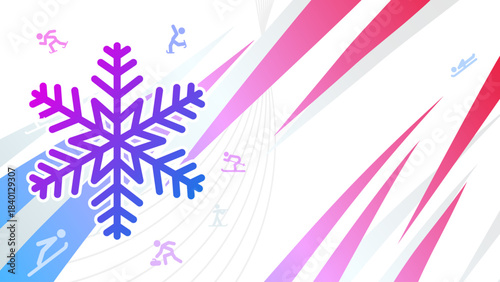 Winter sports background with geometric lines and snowflake, copy space - banner, background, 