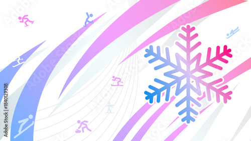 Winter sports background with geometric lines and snowflake, copy space - banner, background, 
