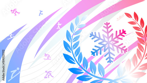 Winter sports background with geometric lines and snowflake, copy space - banner, background, 