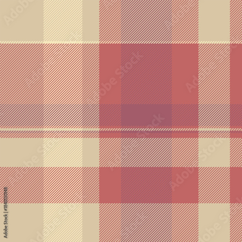 Screen seamless tartan textile, customizable vector background plaid. Neutral texture check pattern fabric in red and light colors.